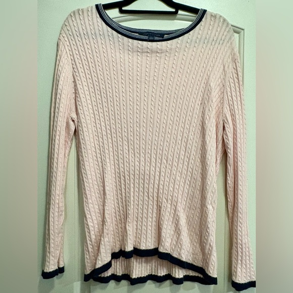 Tommy Hilfiger Sweaters - Pink Cable Knit Sweater with Black Trim